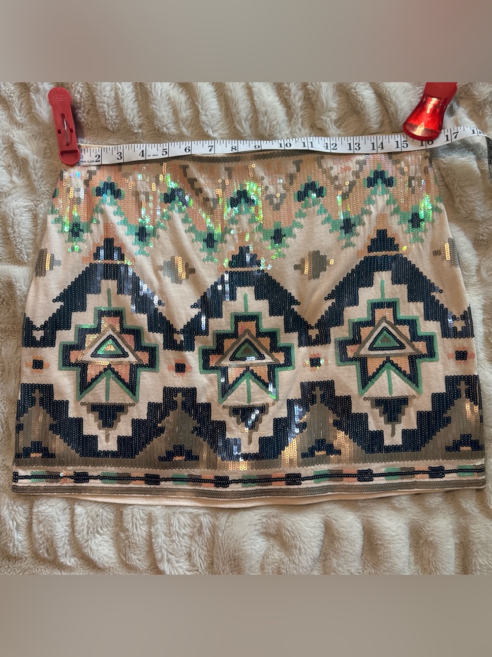 Express Sequin Ikat Mini Skirt Multicolor Size M - Picture 4 of 5